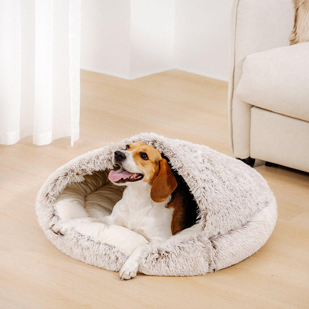 Calming Plush Semi-Enclosed Pet Nest Pita Bed For Dogs - Pawhearth