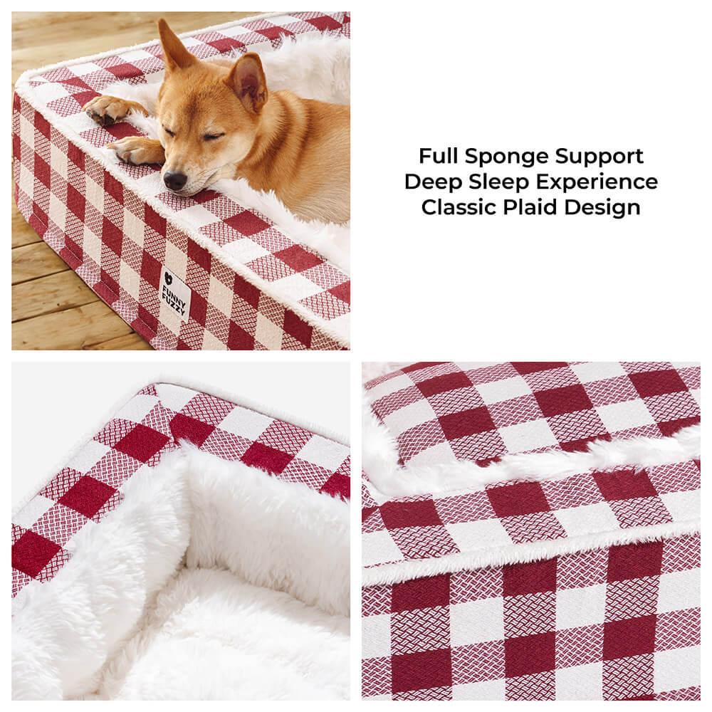 Festive Classic Tartan Cozy Dog Anti-Anxiety Calming Bed - Pawhearth