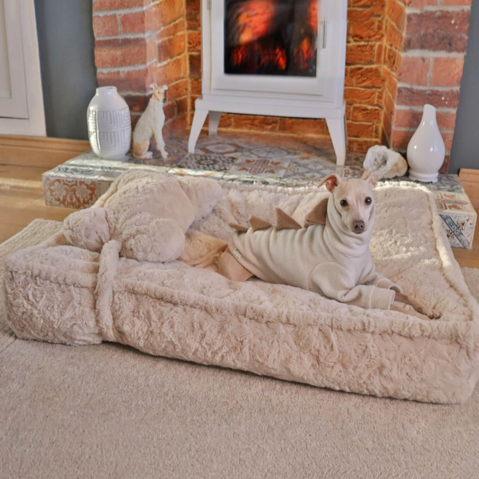 Warming Fluffy Bone Cloud Shape Calming Dog Bed - Pawhearth