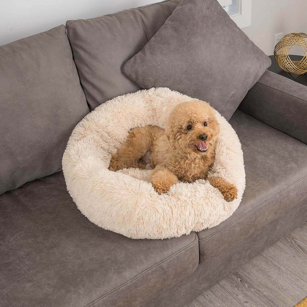 Fuzzy Round Fluffy Dog Bed - Pawhearth