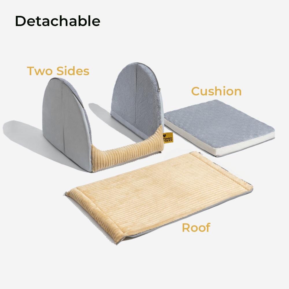 Warm Flannel Detachable Semi-Enclosed Large Dog Tent Bed - Pawhearth