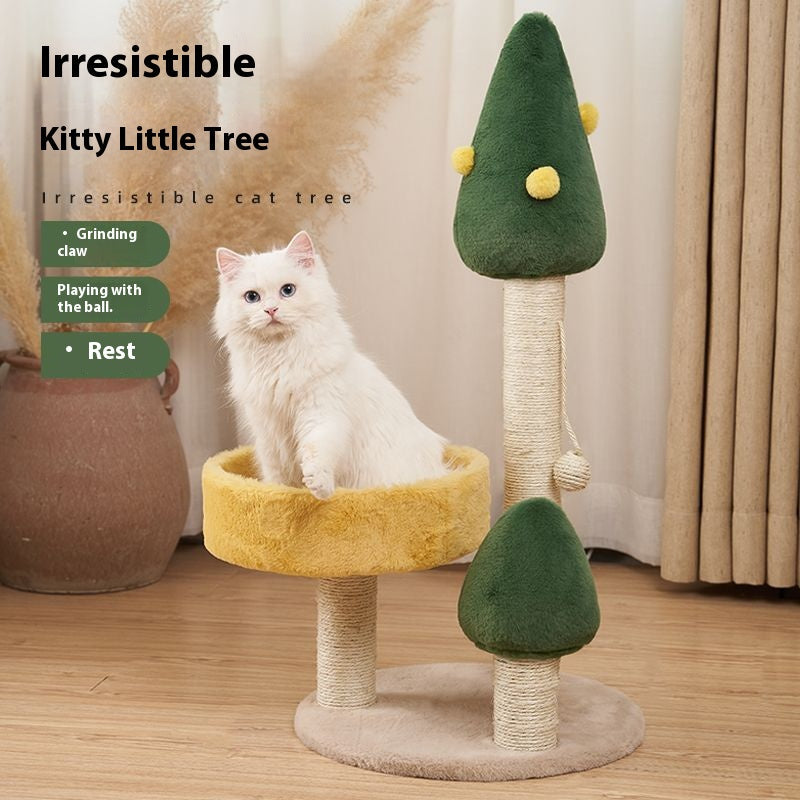 Cat climbing frame cat climber cat nest cat tree integrated cat teaser toy small cat supplies cat tower scratching pole four seasons joint Yan