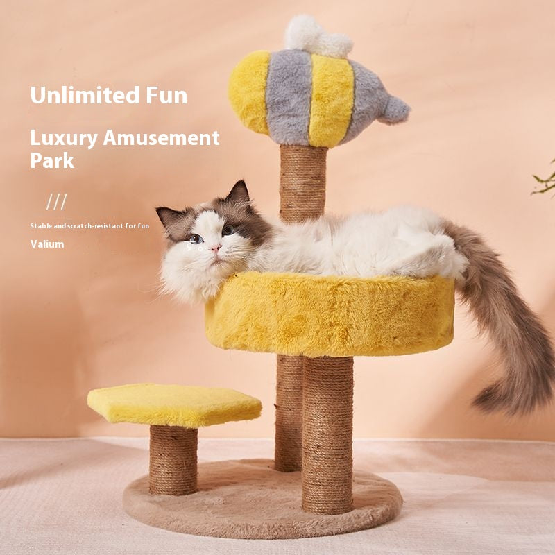 Cat climbing frame cat climber cat nest cat tree integrated cat teaser toy small cat supplies cat tower scratching pole four seasons joint Yan
