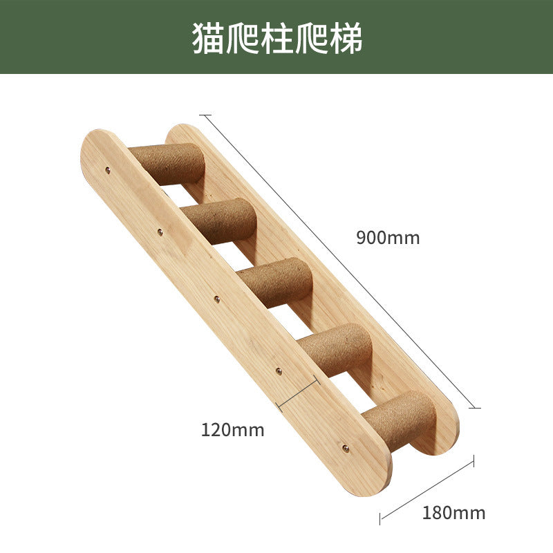 Cat climbing frame wall-mounted solid wood wall-mounted cat nest cat tree integrated cat climber space capsule non-occupied Wall-mounted cat climbing column