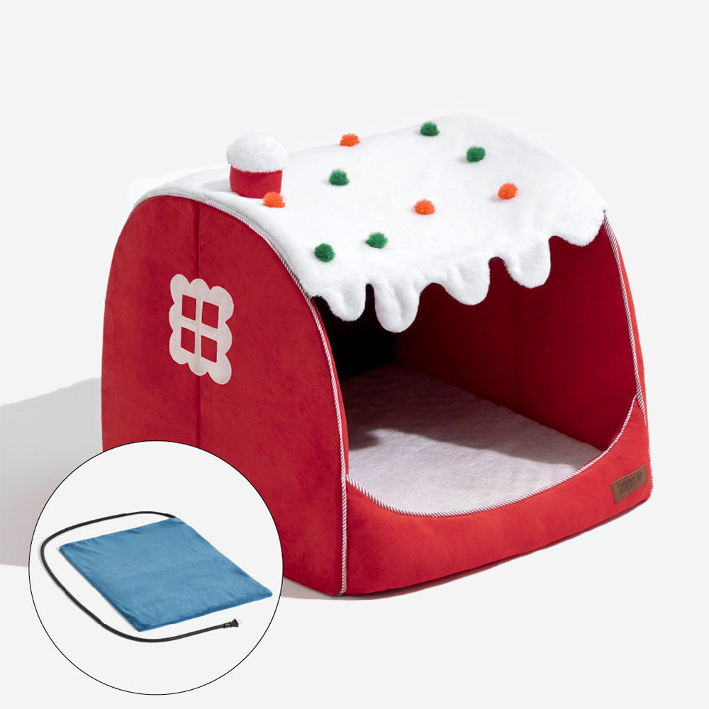 Festive Snow House Orthopedic Dog Bed - Christmas Warmth - Pawhearth